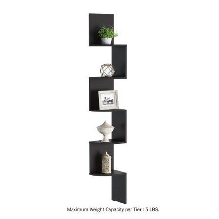 Hastings Home Floating Corner Shelf 25tier Wall Shelves, Hidden Brackets to Display Decor, Hardware Included (Black) 764102ENF
